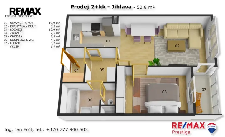 Prodej bytu 2+kk, Jihlava, Poláčkova, 51 m2