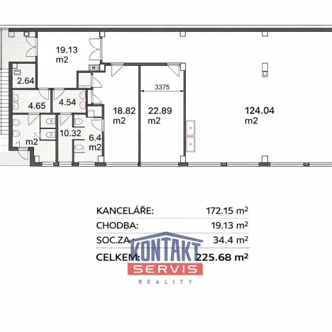 Pronájem kanceláře, České Budějovice, Rudolfovská tř., 225 m2