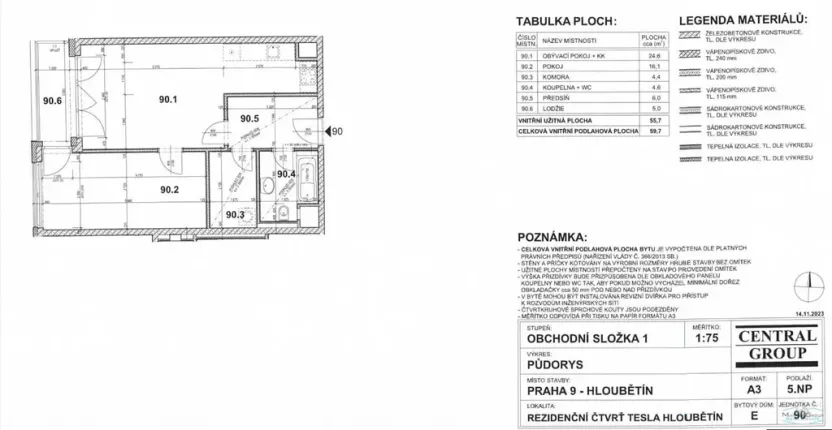 Prodej bytu 2+kk, Praha - Hloubětín, Poděbradská, 59 m2