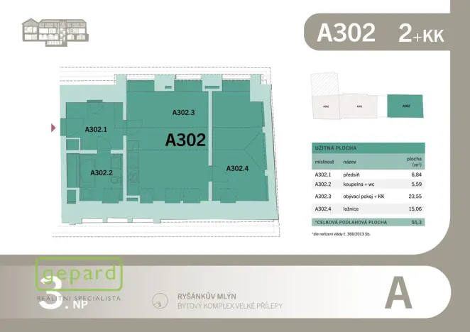 Pronájem bytu 2+kk, Velké Přílepy, Pražská, 55 m2