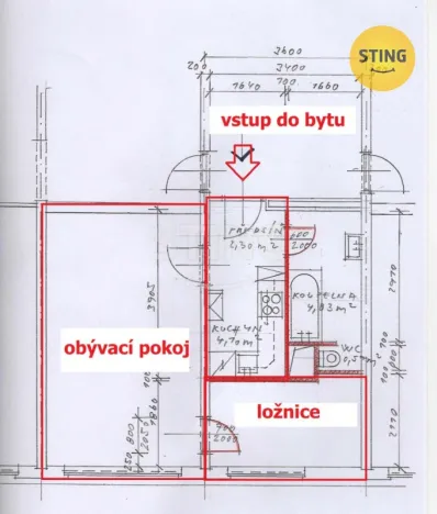 Pronájem bytu 2+kk, Ostrava, Lužická, 38 m2