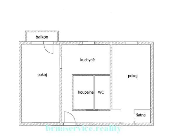 Pronájem bytu 2+1, Brno, Pěkná, 46 m2