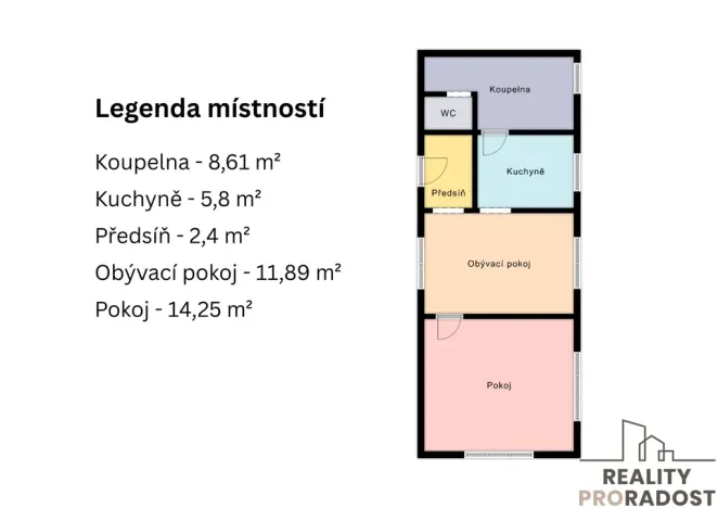 Pronájem bytu 1+1, Hodonín, Kolískova, 43 m2