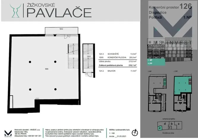 Prodej obchodního prostoru, Praha - Žižkov, Hartigova, 216 m2