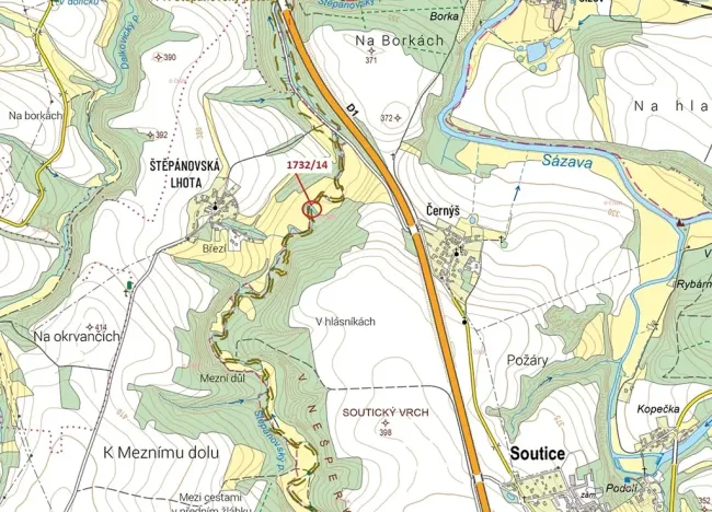 Dražba pozemku, Soutice, 417 m2