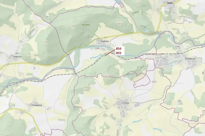 Dražba lesa, Rabí, 2561 m2