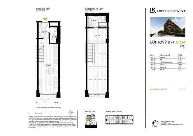 Prodej bytu 3+kk, Praha - Vysočany, Kolbenova, 60 m2