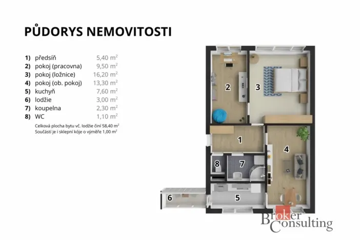 Prodej bytu 3+1, Hradec Králové - Slezské Předměstí, Polní, 58 m2