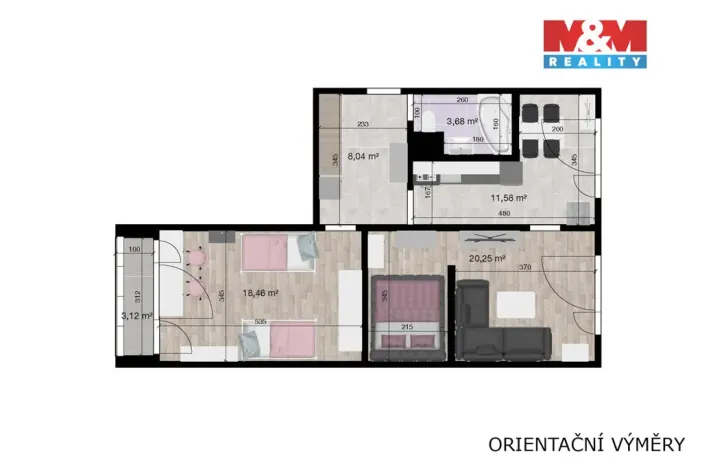 Pronájem bytu 3+1, Liberec - Liberec VI-Rochlice, Sametová, 69 m2