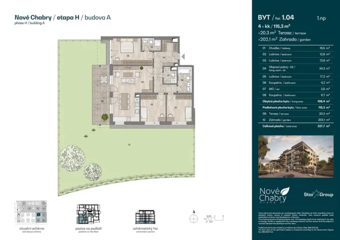Prodej bytu 4+kk, Praha - Dolní Chabry, U Jirkovské, 115 m2