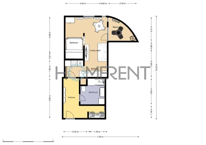 Pronájem bytu 1+kk, Praha - Motol, Jeřabinová, 43 m2