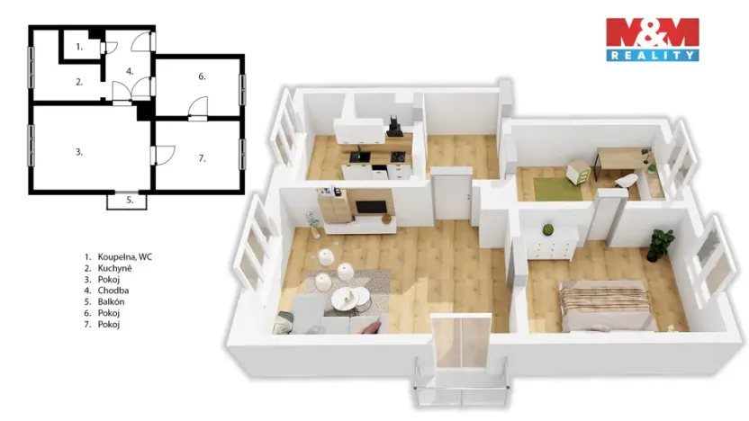 Prodej bytu 3+1, Prachatice - Prachatice II, Černohorská, 67 m2