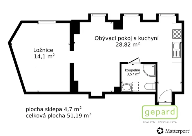 Prodej bytu 2+kk, Praha, Holečkova, 47 m2