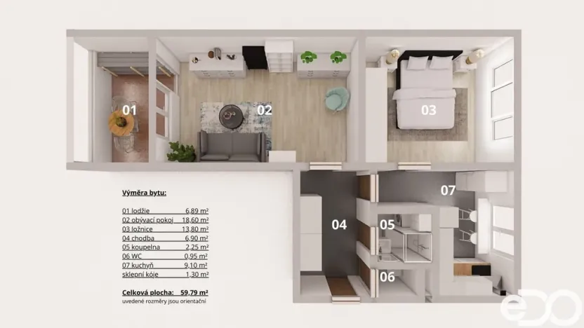 Prodej bytu 2+1, Praha, Sněženková, 51 m2