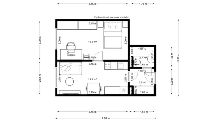 Pronájem bytu 2+kk, Praha - Smíchov, Holečkova, 39 m2