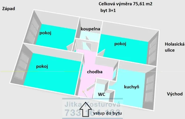 Prodej bytu 3+1, Opava - Kateřinky, Holasická, 76 m2