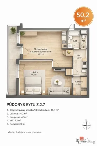 Pronájem bytu 2+kk, Hradec Králové - Třebeš, Ve Stromovce, 58 m2