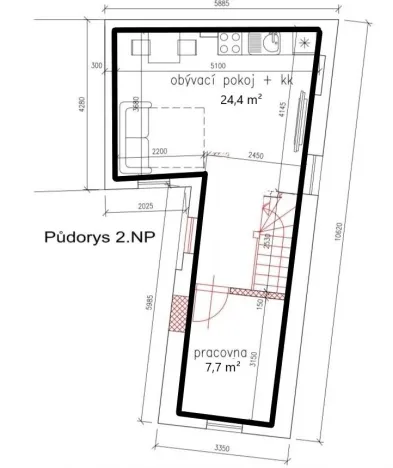 Pronájem bytu 2+kk, Jablonec nad Nisou, Nádražní, 55 m2