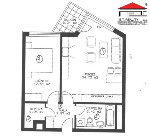 Pronájem bytu 2+kk, Praha - Vysočany, Poděbradská, 49 m2