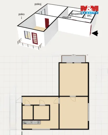 Prodej bytu 2+1, Teplice nad Metují, Nerudova, 56 m2