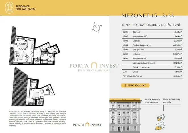 Prodej atypického bytu, Praha - Vinohrady, Pod Karlovem, 109 m2