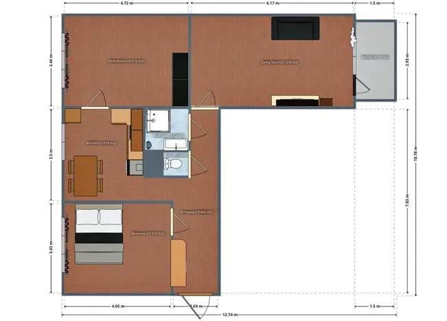 Prodej bytu 3+1, Hvozd, 74 m2