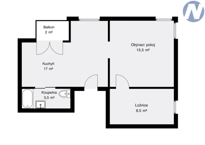Pronájem bytu 2+1, Vimperk, Kostelní, 46 m2