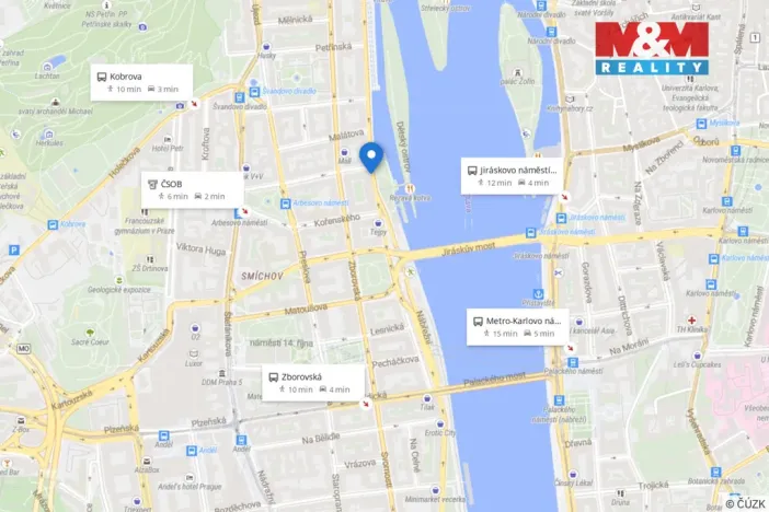 Pronájem bytu 2+kk, Praha, Janáčkovo nábřeží, 40 m2