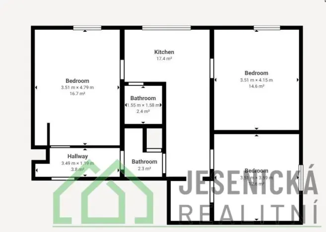 Prodej bytu 3+1, Žulová, Na Rybníčku, 74 m2