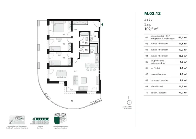 Pronájem bytu 4+kk, Praha - Stodůlky, Ujgurská, 110 m2
