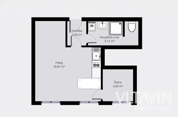 Pronájem bytu 1+kk, Praha - Vinohrady, Mánesova, 30 m2