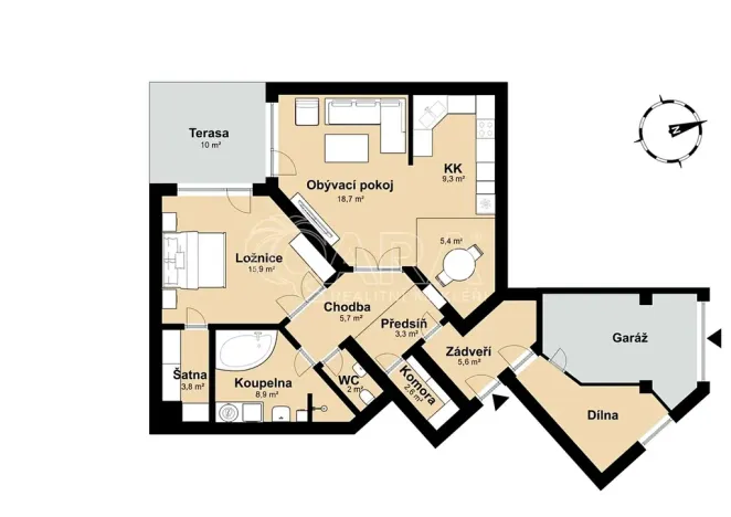 Pronájem bytu 2+kk, Dolní Břežany, 81 m2