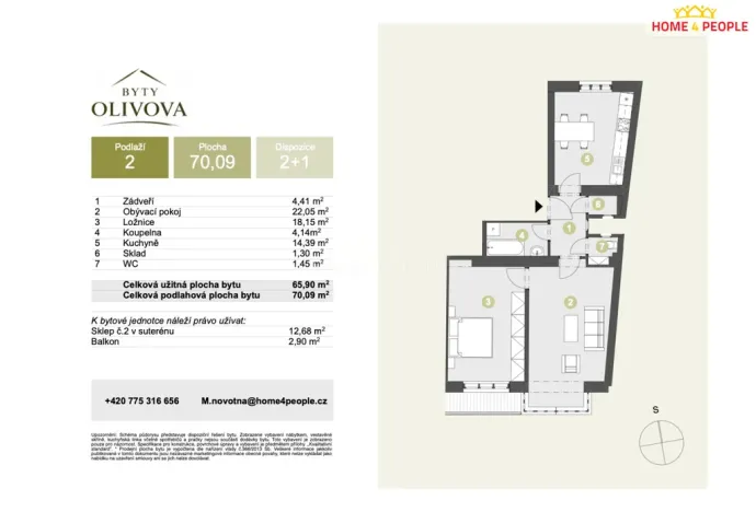 Prodej bytu 2+1, Říčany, Olivova, 70 m2