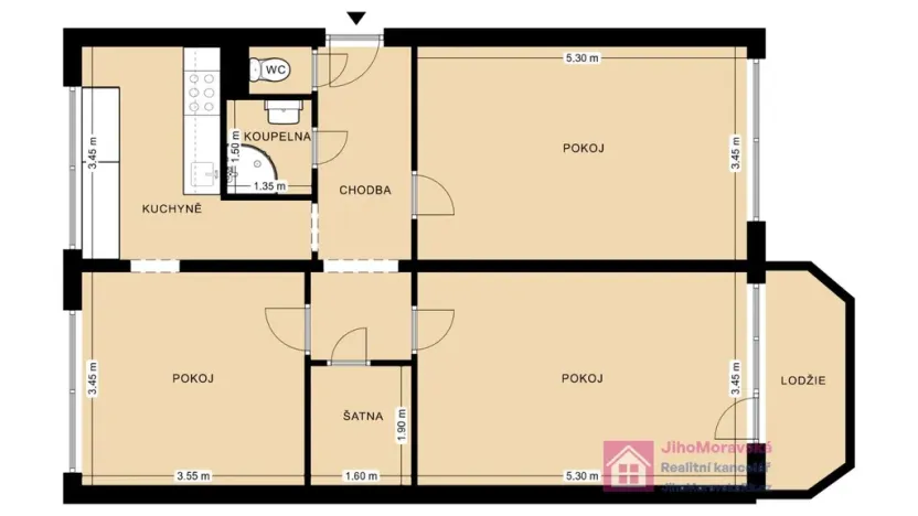 Pronájem bytu 3+1, Brno - Lesná, Milénova, 78 m2
