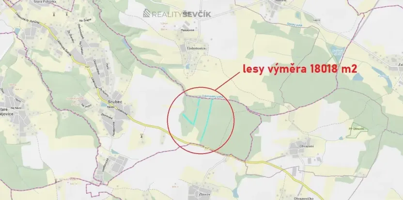 Prodej lesa, Srubec, Ledenická-Škarda, 18018 m2