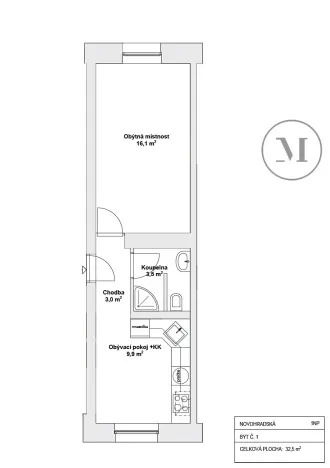 Pronájem bytu 1+1, České Budějovice, Novohradská, 33 m2