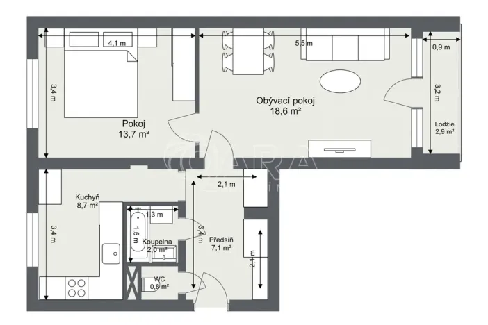 Prodej bytu 2+1, Praha - Strašnice, Kružberská, 51 m2