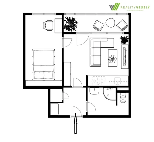 Pronájem bytu 2+kk, Brno, ulice Kosmonautů, 38 m2