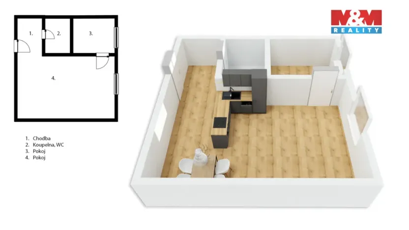 Prodej bytu 2+kk, Sázava, Sídliště 9. května, 42 m2