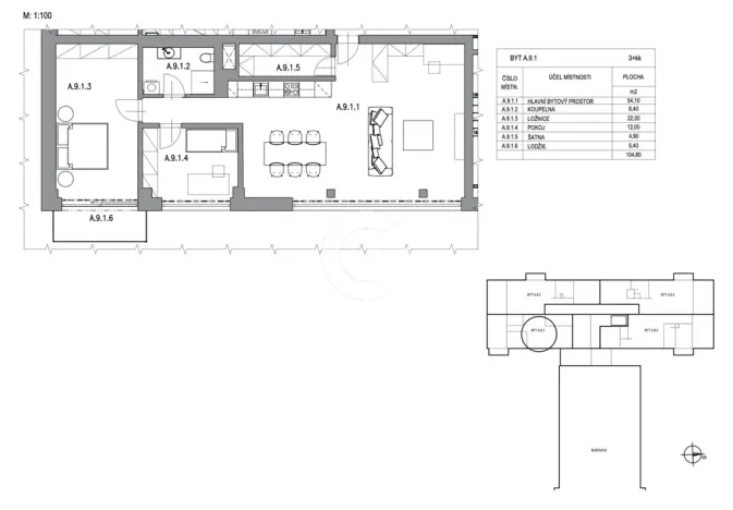 Pronájem bytu 3+kk, Zlín, Lorencova, 99 m2