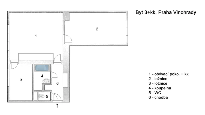 Pronájem bytu 3+kk, Praha - Vinohrady, Nad Primaskou, 56 m2