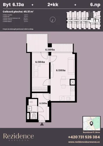 Prodej bytu 2+kk, Brno, Burešova, 49 m2