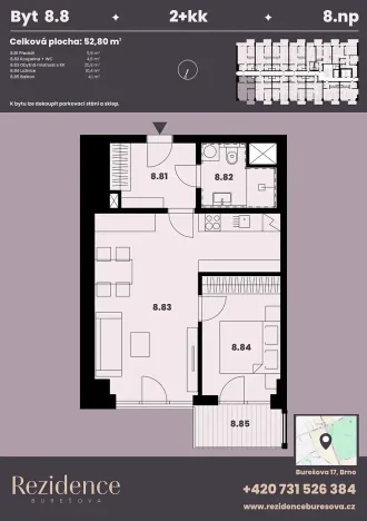 Prodej bytu 2+kk, Brno, Burešova, 53 m2