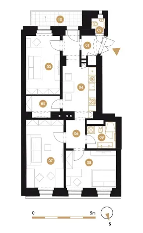 Pronájem bytu 3+1, Praha - Vinohrady, Francouzská, 70 m2