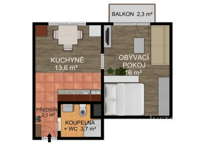 Prodej bytu 1+1, Písek - Budějovické Předměstí, třída Přátelství, 38 m2