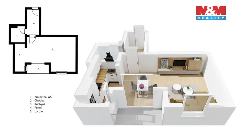 Prodej bytu 1+kk, Přelouč, Edvarda Beneše, 38 m2