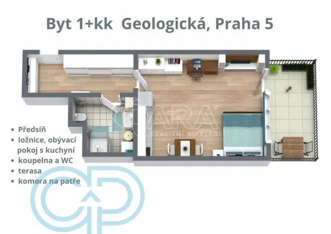 Prodej bytu 1+kk, Praha - Hlubočepy, Geologická, 48 m2
