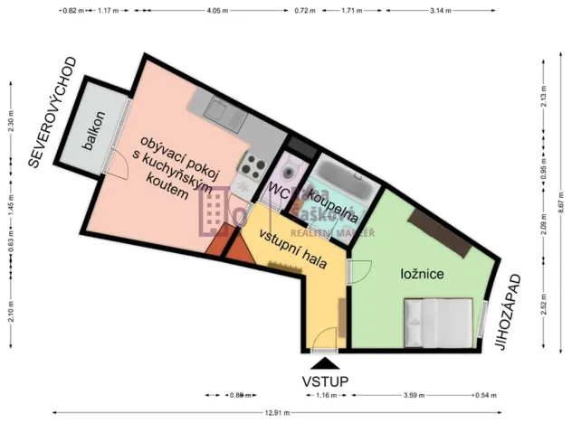 Pronájem bytu 2+kk, Jindřichův Hradec - Jindřichův Hradec V, Hvězdná, 45 m2