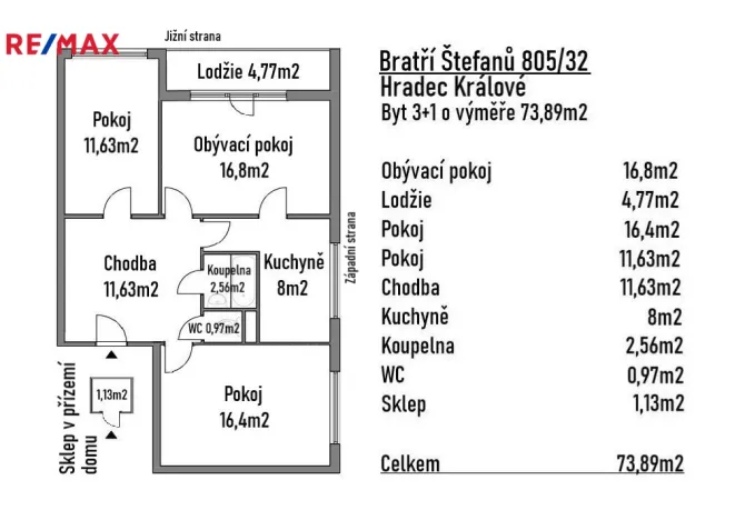 Prodej bytu 3+1, Hradec Králové - Slezské Předměstí, Bratří Štefanů, 74 m2