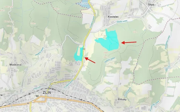 Dražba lesa, Zlín, 707167 m2